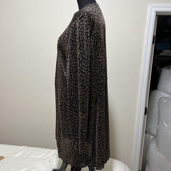 Travelers By Chico’s Sheer Robe Duster Boho Black Gold Metallic Sz 3 XL - Picture 3 of 12